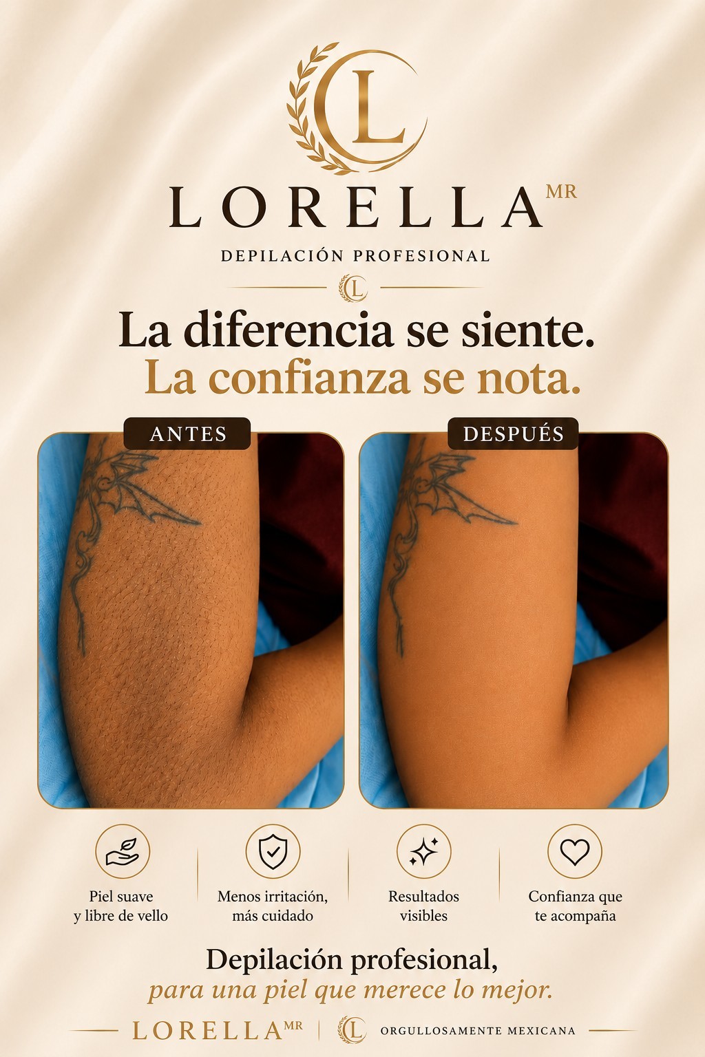 Resultado real antes y después con Lorella®